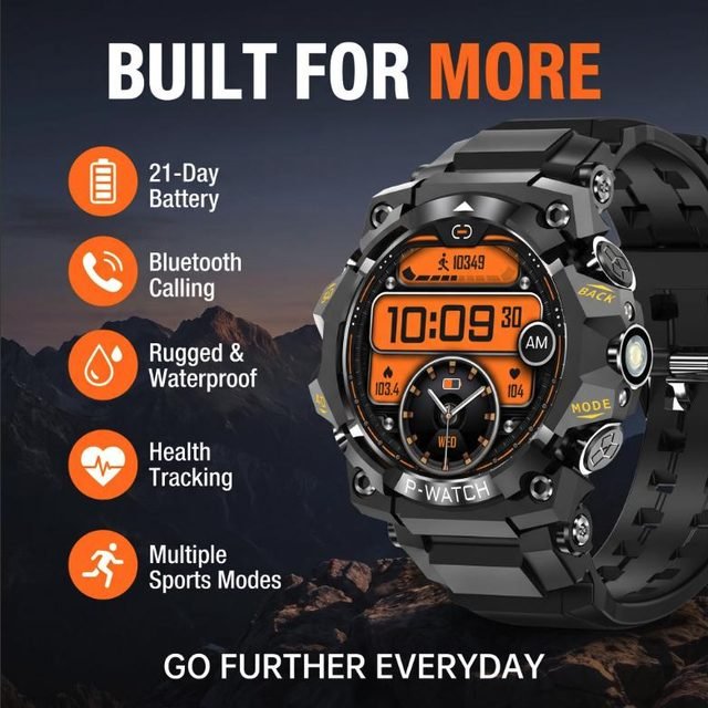Vantrek X1 rugged smartwatch with orange display and black case